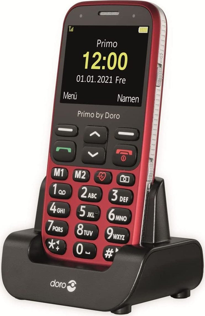 Телефон за постари лица Doro Primo 368, екран 2.3", 3MP, црн со црвено