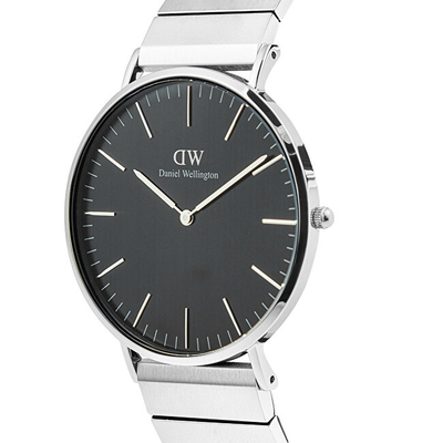 Orë dore për burra Daniel Wellington DW00100774, argjendtë/ zezë