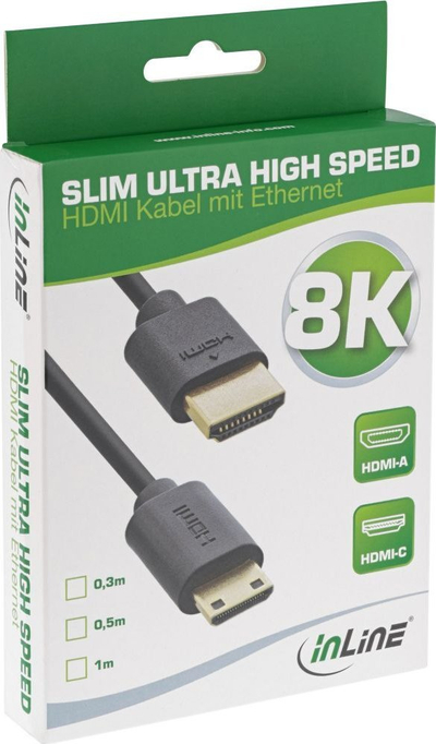 Kabllo HDMI InLine 17955C, 0.5m, 48 Gbit/s, e zezë
