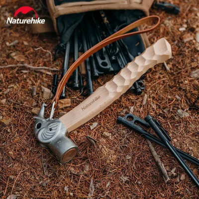Çekiç kampi Naturehike Elephant CNH22ZP022, kokë metal me insert bakri, dorezë druri, ngjyrë natyrale