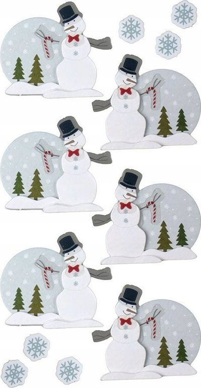 Dekorime 3D vetëngjitëse Titanum Snowmen, set me 12 copa, letër-folje, shumëngjyrëshe