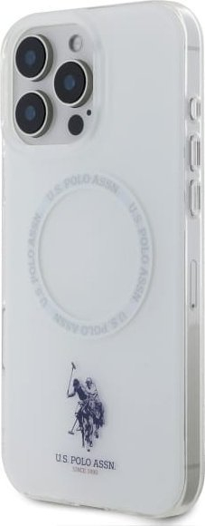 Mbulesë telefoni U.S. Polo USHMP16LHOCLDPW, për iPhone 16 Pro 6.3", me unazë, MagSafe, e bardhë