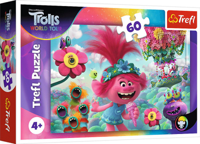 Puzzle Trefl Trolls World Tour, 60 copa, 4+, shumëngjyrësh