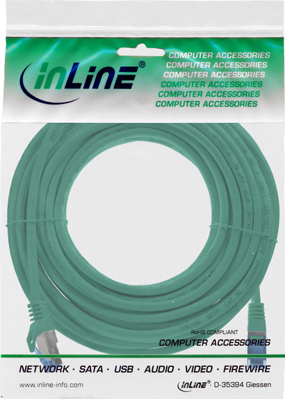Kabllo rrjeti InLine Cat.6A S/FTP, 7.5 m, 10 Gbit/s, jeshile