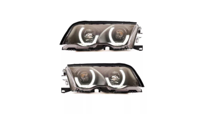 Fenerë të përparmë BMW Seria 3 E46, Angel Eyes, LED pozicioni, të zinj