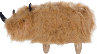 Stol lodrash WOOLLY Faux Fur, në formë kafshe, me këmbë druri, bezhë rëre