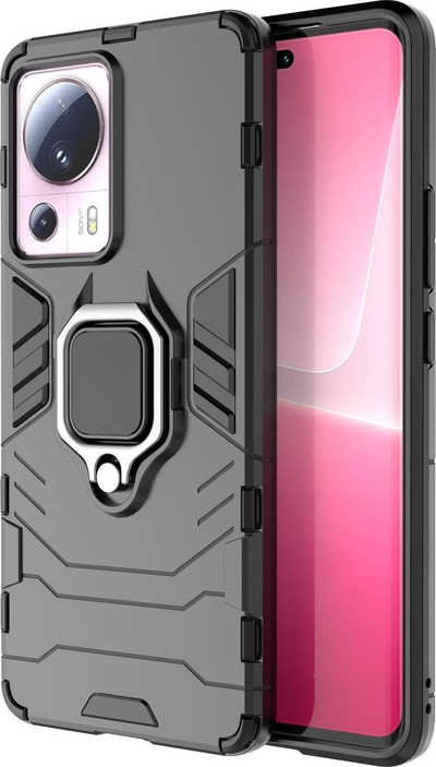 Mbrojtëse telefoni Hurtel Ring Armor për Xiaomi 13 Lite, me unazë magnetike, e zezë