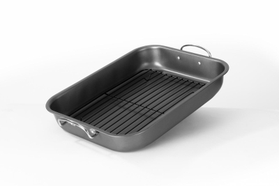 Tepsi furre me grill Vanora Home, 39x29x6 cm, çelik karboni, e zezë