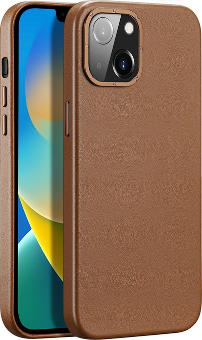 Këllëf telefoni Dux Ducis Grit për iPhone 14 Max, lëkurë artificiale, MagSafe, kafe