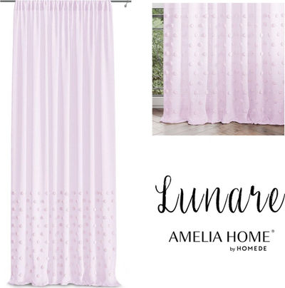 Perde AmeliaHome Lunare, 140 x 250 cm, gjysmë-transparente, rozë