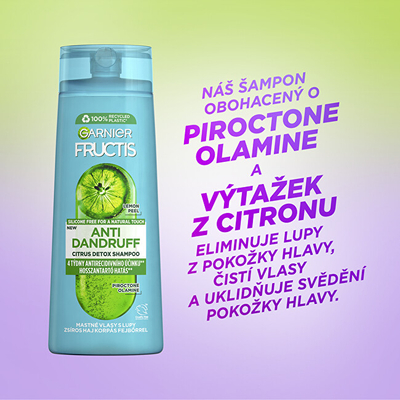 Shampo për flokë të yndyrshëm dhe me zbokth Garnier Fructis Antidandruff