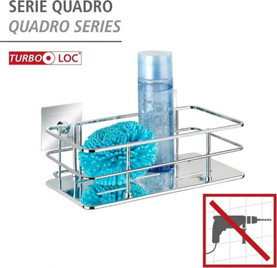 Shportë dushi Wenko Quadro Turbo-Loc, 24cm, çelik inoks, argjend