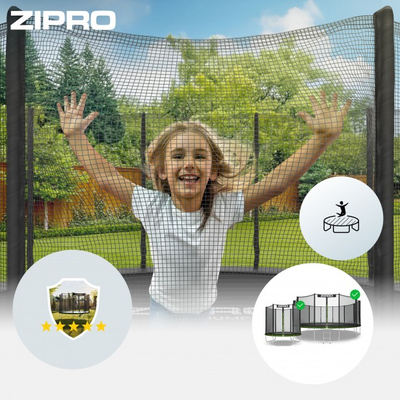 Trampolinë kopshti Zipro Jump Pro, rrjetë e jashtme, 312 cm, jeshile e zezë