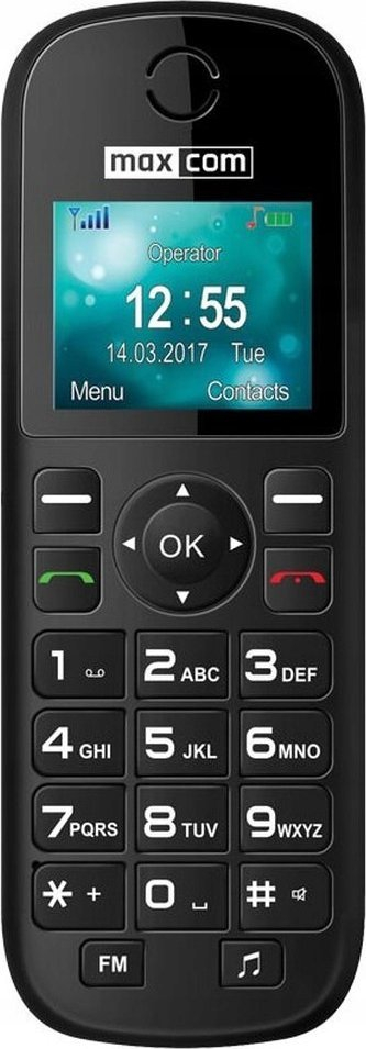 Фиксен телефон GSM Maxcom MM35D, за SIM-картичка, сет 2 парчиња, бел
