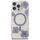 Футрола за телефон Guess Resin Flowers MagSafe за iPhone 16 Pro, проѕирна, виолетова