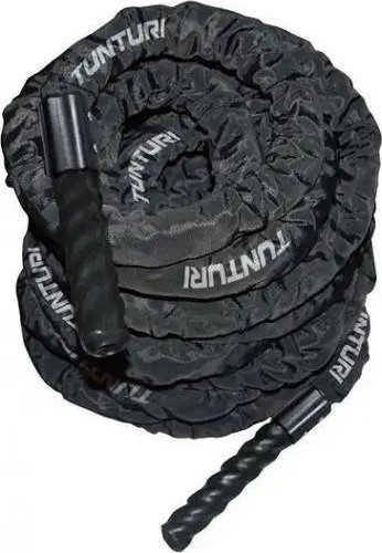 Litar battle rope Tunturi Pro, 10 metra, me mbulesë mbrojtëse, i zi