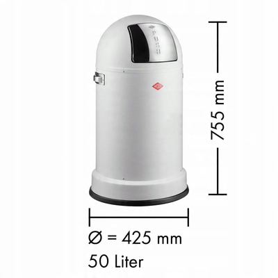 Kosh plehrash Wesco Pushboy 8011618, 50L, me kapak lëkundës, ngjyrë argjendtë