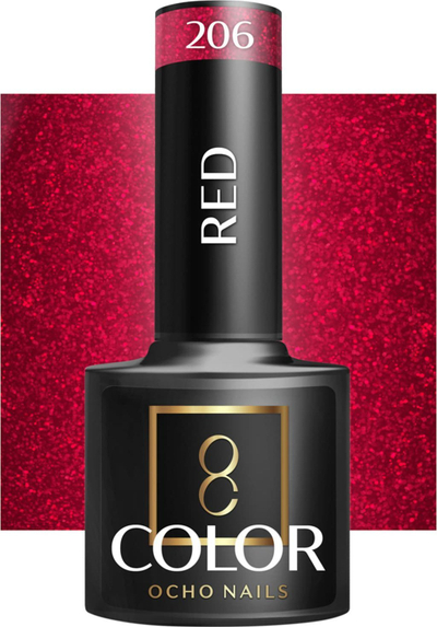 Llakk hibrid për thonj Activeshop Ocho Nails Red 206, 5 g, i kuq
