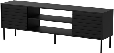 Kabinet TV Cama Meble FELLINI Black, 180x40x60 cm, me dyer PUSH TO OPEN, i zi