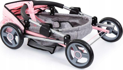 Колица за кукли Bayer 4 во 1 Cosy, за кукли до 46 cm, розово сива