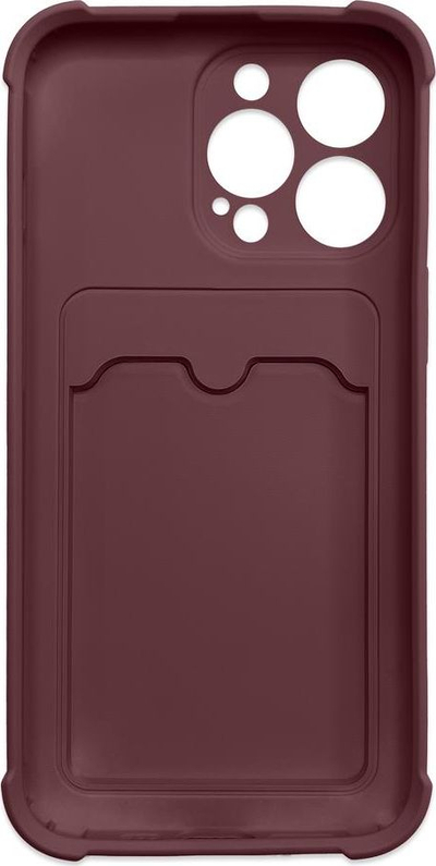 Këllëf telefoni Armor për Xiaomi Redmi Note 9, silikon, me xhep karte, ngjyrë bordo