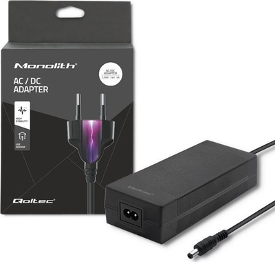 Adapter karikues për laptop Qoltec, 72W, 24V 3A, 2.5mm, i zi