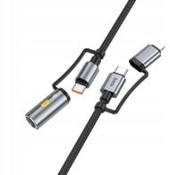 Kabllo makinë Hoco All in One, USB C Lightning, 60W, 1.2m, e zezë