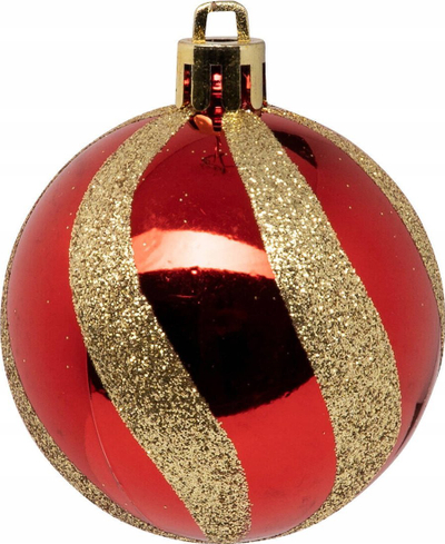 Set toptha Krishtlindjesh Atmosphera Colorama Christmas, 25 copë, plastikë e ricikluar 6cm, të kuq e të bardhë