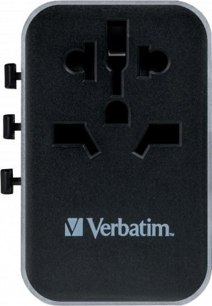 Adapter udhëtimi Verbatim, 100-250V, prizë CEE7 me dalje universale, i zi