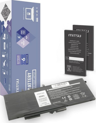 Bateri laptopi Mitsu për Dell Latitude 5490 5590, 46Wh, 6000mAh, e zezë