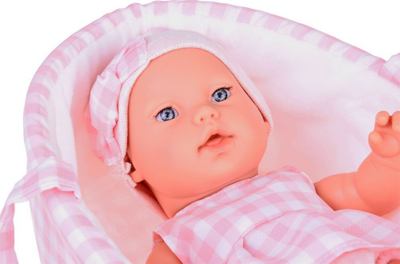 Kukull bebe Jokomisiada Newborn ZA5007, me shportë dhe lepurush, rozë