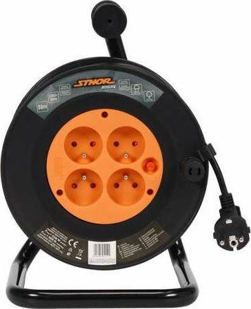 Zgjatës elektrik Sthor T82694, me tambur 50m, 4 dalje, portokalli