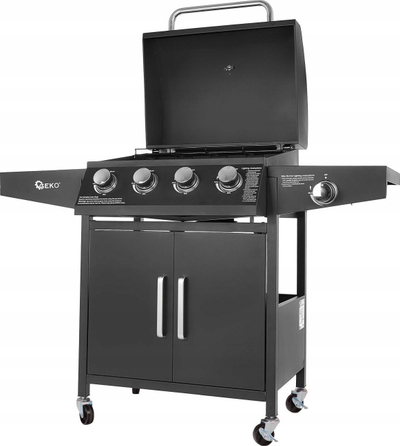Grill me gaz Garden, 14.5 kW, 4+1 djegës, i zi