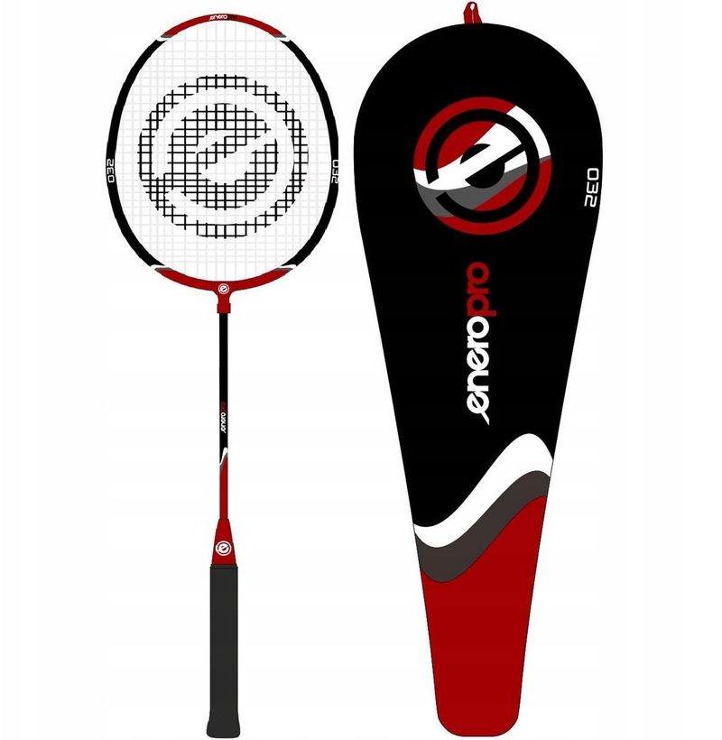 Raketë badminton Enero Pro 32, alumini, me këllëf, zezë e kuqe