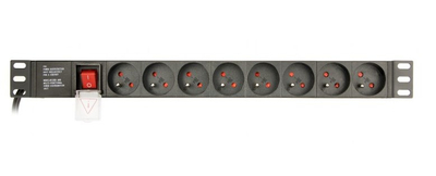 Njësi shpërndarëse energjie Gembird EG-PDU-014-FC14, 8 dalje AC, 1U, kabllo 3m, e zezë