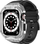 Rrip mbrojtës Kingxbar CYF140 për Apple Watch 44mm, 2 në 1, argjendtë me të zezë