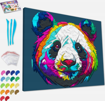 Set pikturimi me argjilë Splat Planet Panda, kanavacë 30x40cm, shumëngjyrësh