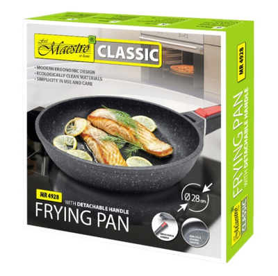 Tigan Maestro MR-4928, 28 cm, për induksion, dorezë e shkëputshme, gri