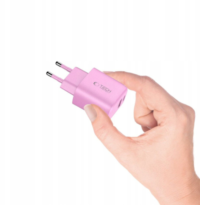 Karikues muri Tech-Protect NCA30, 30W PD QC3.0, 2 porta USB, rozë