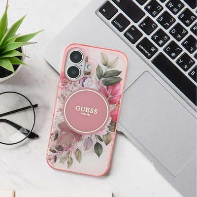 Kapak telefoni Guess GUHMP16XHFWBDCEN, iPhone 16 Pro Max 6.9", MagSafe, jeshile me lule