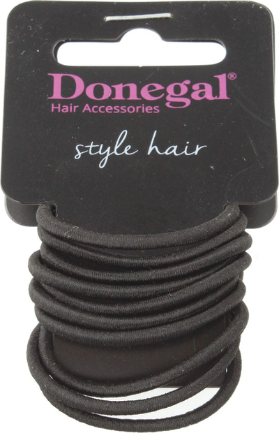 Llastikë flokësh Donegal DON Hair Tie FA 5820, silikon, 12 copë, të zinj