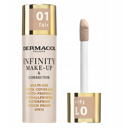Fondatinë Dermacol Infinity, mbulim i fortë, waterproof, 20g, nuanca 01 Fair