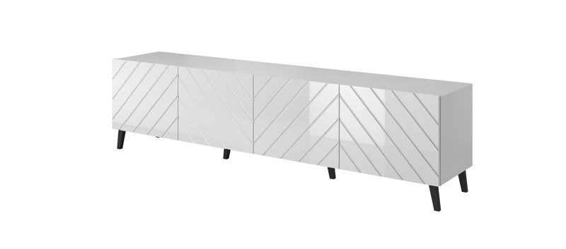 Komodë TV Cama ABETO 200x42x52, MDF me shkëlqim, e bardhë