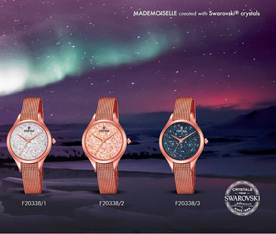 Orë për femra Festina/Swarovski, e bardhë & rozë e artë