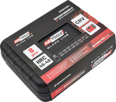 Set adapterësh dhe reduktorësh goditës MPT, 8 copë, çelik CrMo, në kuti plastike