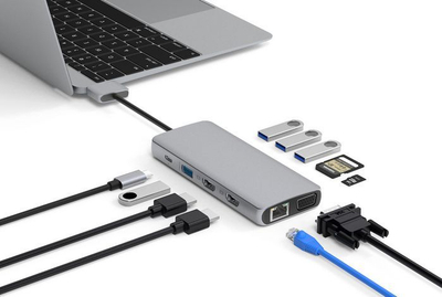 USB-C Хаб GeSTUFF Allure, 12 во 1, 4K, сиво металик