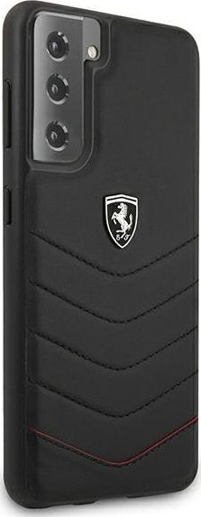 Maskë telefoni Ferrari për Samsung Galaxy S21, lëkurë natyrale, Off Line Quilted, e zezë