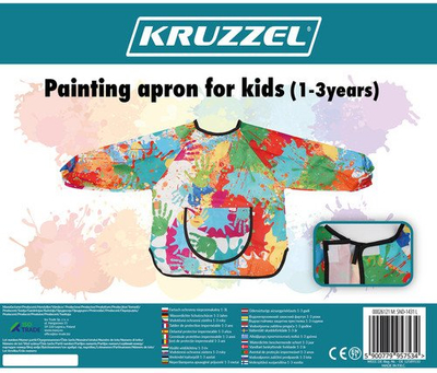 Përparëse pikture për fëmijë KRUZZEL 26121, 1-3 vjeç, e papërshkueshme nga uji, shumëngjyrëshe