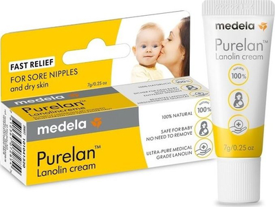 Krem lanoline Medela Purelan, 7 g, 100% natyral, për thitha dhe lëkurë të thatë