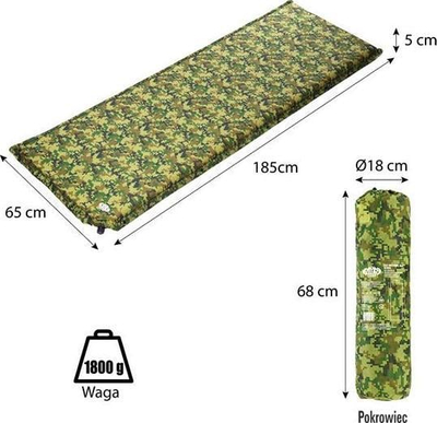 Tapet vetëfryrës kampingu Nils Camp NC4050, 5 cm, dizajn camo